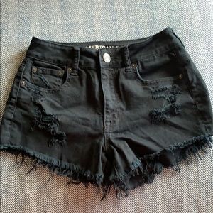 American Eagle Hi-Rise Festival Black Denim Shorts